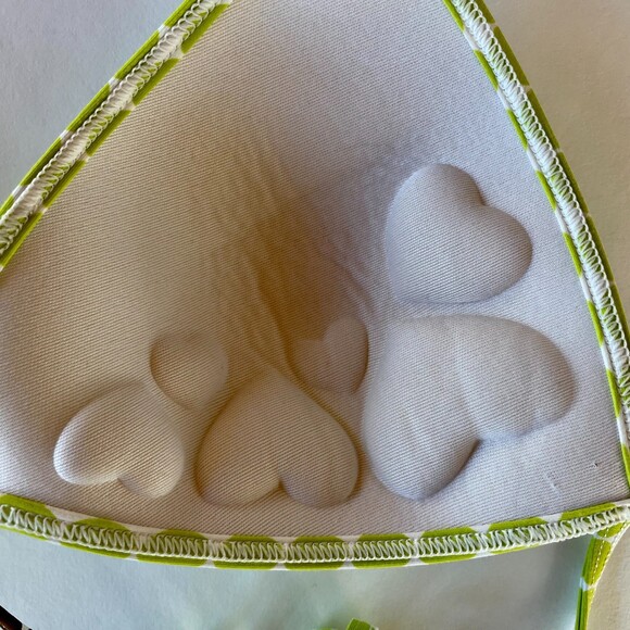 NWT La Blanca Polka Dot Padded Triangle Bikini Top in Aqua/Lime/Brown Size 10 - Picture 3 of 7